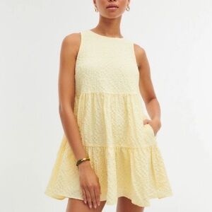 NWT Abercrombie & Fitch baby yellow seersucker mini dress
